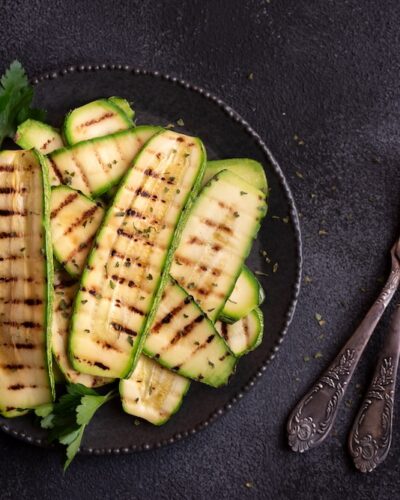 Grilled zucchini with some parsley, healthy meal