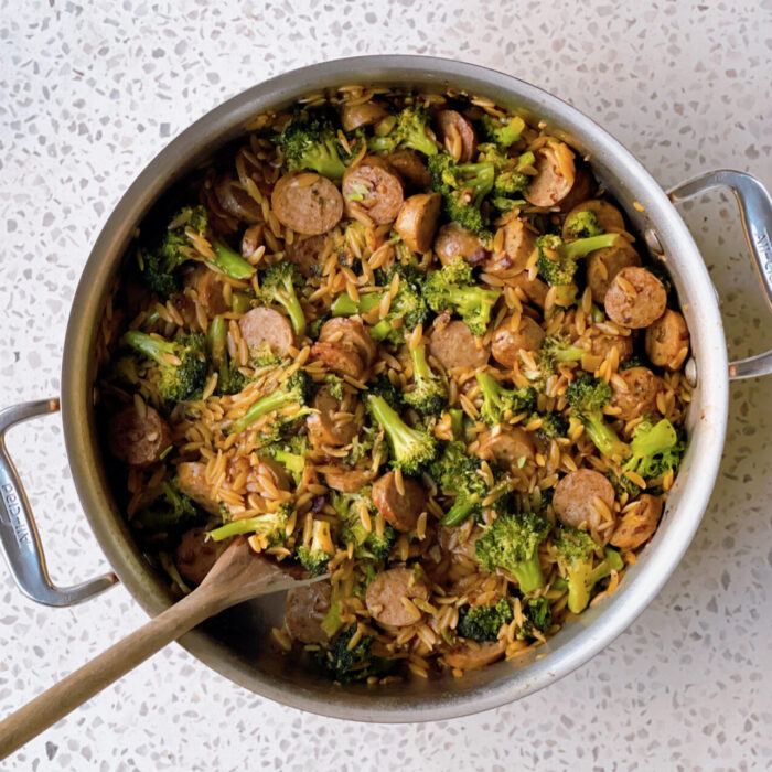 5-Ingredient One-Pot Chicken Sausage Orzo With Broccoli - Shape Your Future